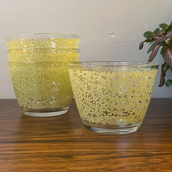 IKEA Godta 4 Dessert Bowls Yellow Flowers France - Picture 1 of 8